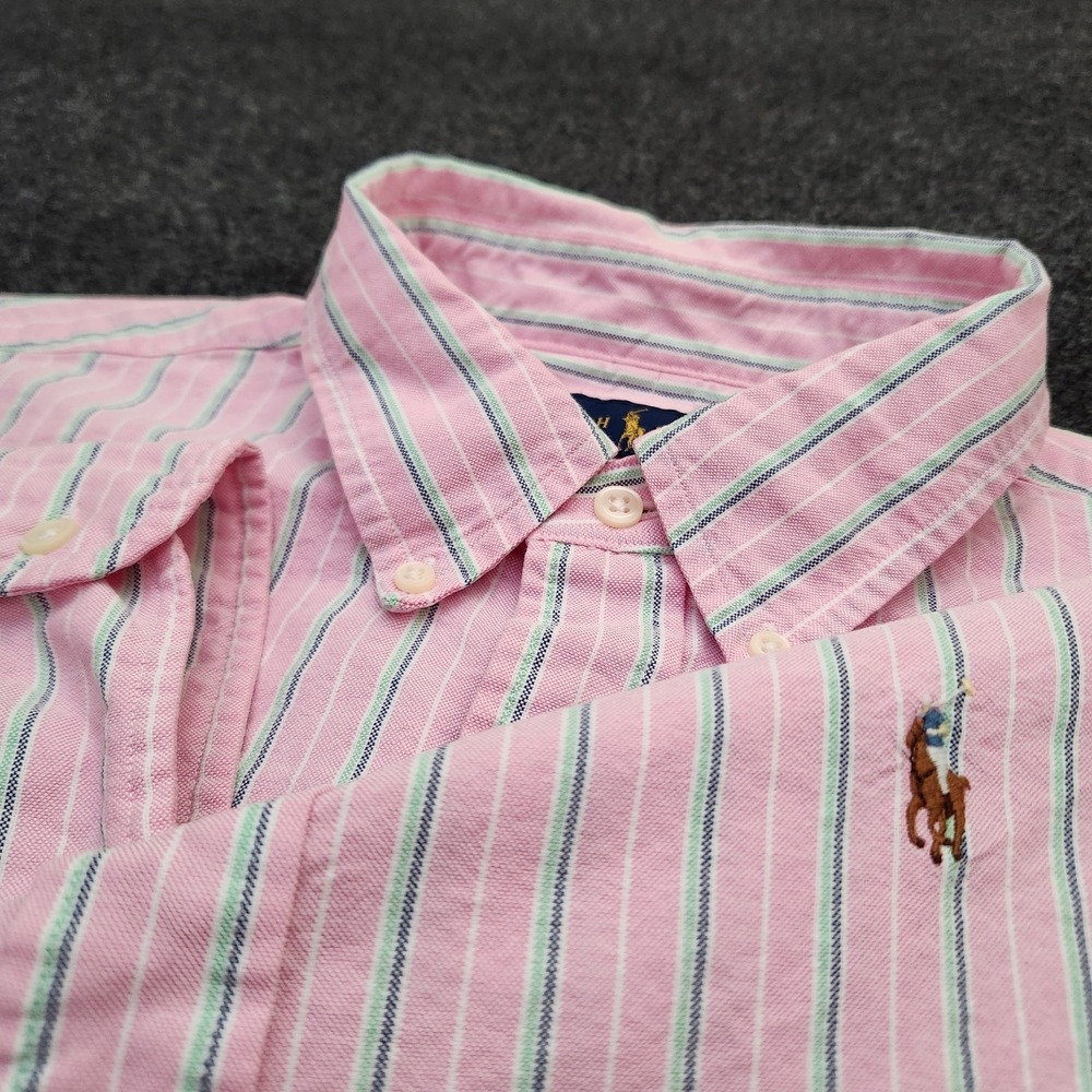 Ralph Lauren Mens XL Pink Striped Button Down Shirt Flesh Pony Preppy Heritage